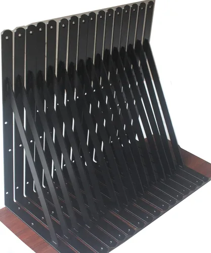 Paquete de 32 soportes de estante resistentes negros de 16 pulgadas de largo x 10 pulgadas de alto con tornillos, soportes de estante de metal,
