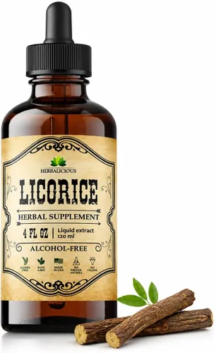 Miniatura 10 de HERBALICIOUS Extracto de raíz de regaliz (Glycyrrhiza glabra) - Extracto de hierbas líquido orgánico, 2 onzas líquidas, vegano, sin OMG, sin gluten