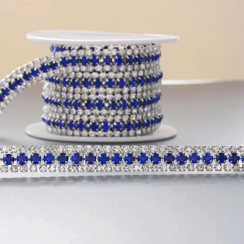 Miniatura 12 de Jerler Cadena de cierre de diamantes de imitación de 2 filas y 2 yardas para manualidades, bodas y decoraciones de ropa