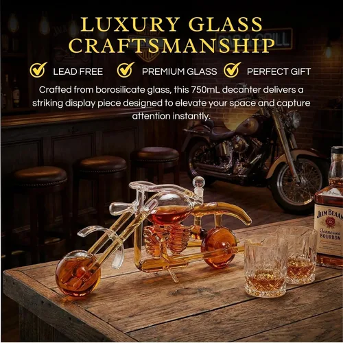 Miniatura 3 de Juego de decantador de whisky y vino en forma de motocicleta con regalos de motocicleta, regalos de moto, dispensador para vino, whisky escocés