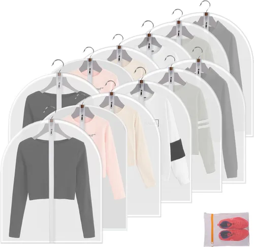 Miniatura 14 de MsKitchen Paquete de 6 bolsas de ropa para colgar ropa (24 x 40 pulgadas), bolsas de traje a prueba de polvo para almacenamiento en armario, fundas