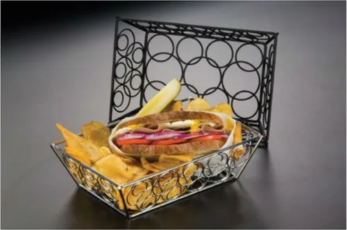 Miniatura 2 de American Metalcraft EBB59B - Cesta de pan rectangular de acero con bucle en D, pequeña, 9 pulgadas de largo x 6 pulgadas de ancho x 2.5 pulgadas