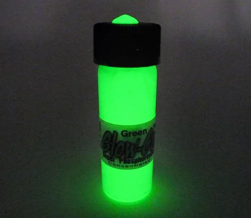 Miniatura 2 de Pintura de visión nocturna de color verde y pistola de brillo verde, 0.2 fl oz Vial mediano, concentrado, brillante, luminiscencia de larga