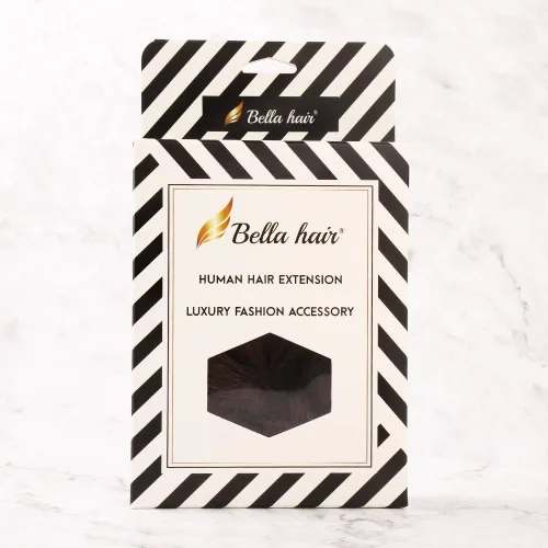 Miniatura 9 de Bella Hair - Rodete de extensión de cabello 100 % humano para banda elástica, extensión de cola de caballo ondeada, rizada o desordenada #2 Marrón
