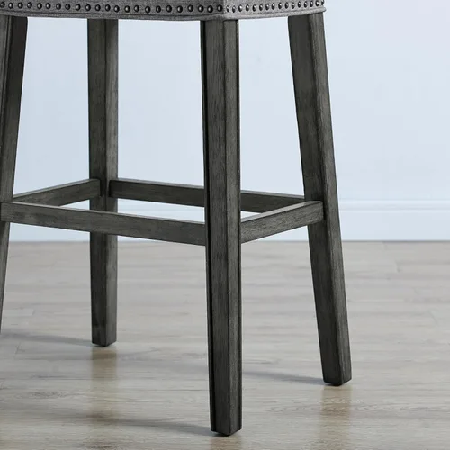 Miniatura 3 de Roundhill Furniture Coco - Taburetes de bar tapizados sin respaldo de 29 pulgadas de altura, juego de 2, gris