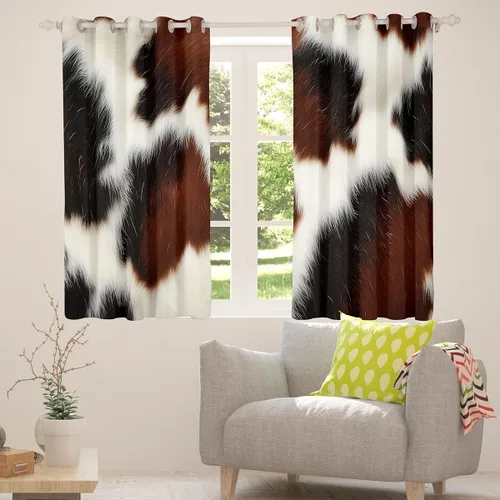 Miniatura 3 de Erosebridal Cortinas opacas con estampado de vaca lindo 30-50% para dormitorio, cortinas de piel de vaca de 38 pulgadas de ancho x 45 pulgadas