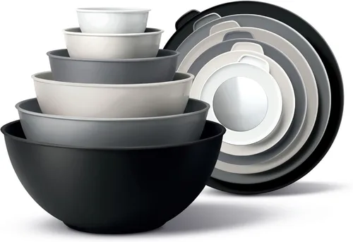 Miniatura 22 de COOK WITH COLOR - Tazones para mezclar anidables, juego de 12 tazones de plástico con tapas, aptos para microondas (menta degradada)