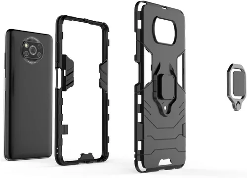 Miniatura 4 de Compatible con Xiaomi Poco X3, Mi Poco X3 NFC, soporte de agarre de anillo de metal, parachoques duro a prueba de golpes