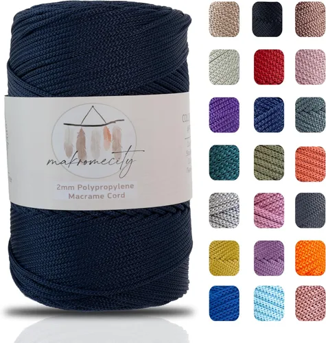 Miniatura 31 de Makromecity, 2 carretes de cordón de macramé de poliéster de 2 mm x 250 yardas (750 pies) de 2 mm de cordón de polipropileno para macramé, ideal