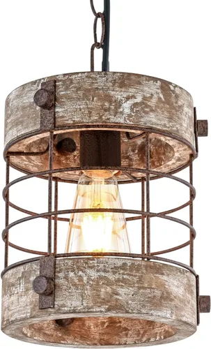Miniatura 15 de Lámpara colgante de granja, lámpara de araña ajustable de metal y madera, iluminación colgante rústica para isla de cocina, dormitorio, comedor