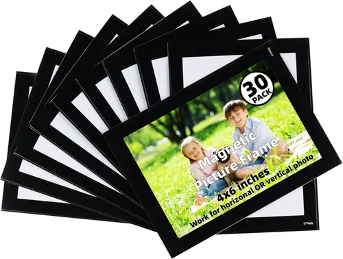 Miniatura 13 de STTMGN Portarretratos magnéticos con borde negro (2.5 x 3.5 pulgadas, paquete de 12), tamaño mini-cartera, fundas magnéticas para fotos, bolsillos