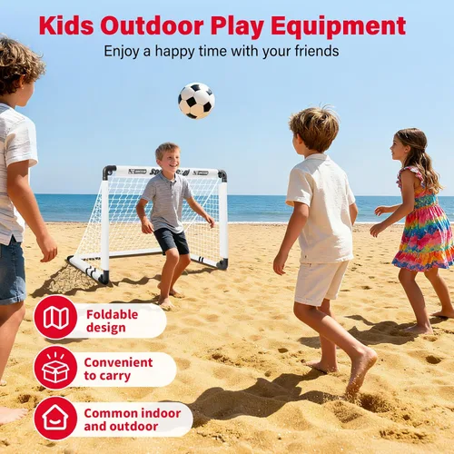 Miniatura 9 de KETIEE Porterías de fútbol para niños para patio trasero: juego de porterías de fútbol plegables de 35 x 23 pulgadas, portería de fútbol portátil
