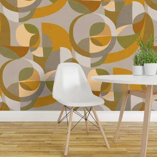 Miniatura 3 de Spoonflower Removable Wallpaper Swatch - Modern Circles Geometric Abstract Mod Minimalist Scandinavia Mid Custom Pre-Pasted Wallpaper