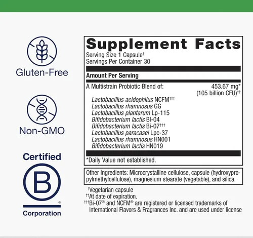 Miniatura 4 de Metagenics UltraFlora BiomePro Suplemento probiótico – Fórmula multicepa de 105 mil millones de UFC con Lactobacillus acidophilus – estable