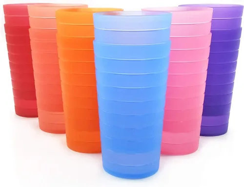 Miniatura 5 de KX-WARE Mixed Drinkware - Juego de 12 vasos de plástico de 22 onzas, vasos para beber, tazas de fiesta, vasos de té helado, color negro