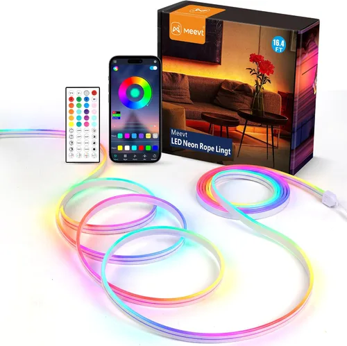 Miniatura 13 de Luces LED de neón en forma de cuerda, tira de luces de neón blancas cálidas de 16.4 pies/5m, tira LED impermeable flexible de 12V, luces de neón
