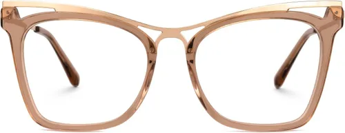 Zeelool Elegante gafas de ojo de gato de gran tamaño con lente transparente gafas de metal para mujeres Kaedra ZJGX520498