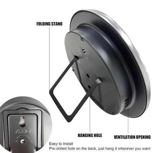 Miniatura 3 de Termómetro higrómetro de sauna Fahrenheit 2 en 1, accesorios grandes con borde plateado, esfera portátil de medición de temperatura y humedad