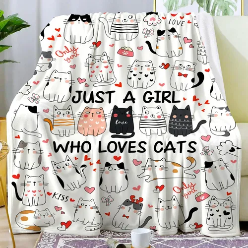 Miniatura 2 de Manta de franela suave y acogedora con temática de gato para mujeres, niñas, mujeres, adultos, 50 x 40 pulgadas