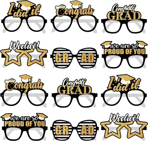 Miniatura 8 de KatchOn Gafas de graduación 2025 negras y doradas – Juego de 20 Accesorios para cabina de fotos Decoraciones de clase de 2025 Recuerdos