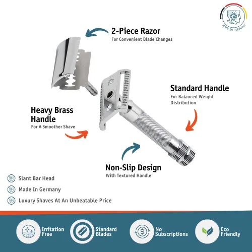 Miniatura 2 de Rasuradora de seguridad Merkur-razor 37c, cromado con barra inclinada