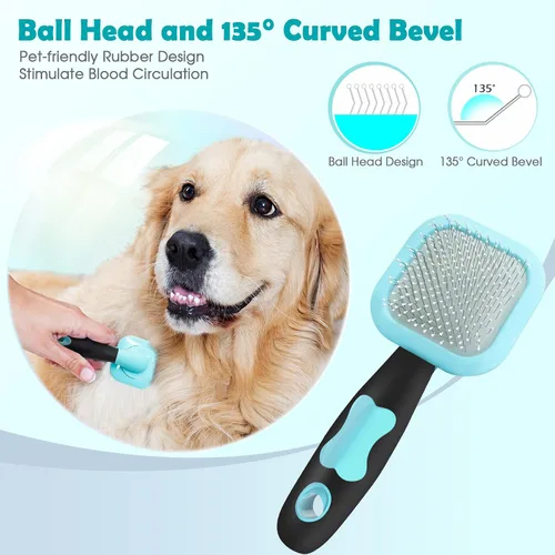 Miniatura 2 de Cepillo Slicker, cepillo para perros con pinzas de limpieza suave para eliminar el pelo suelto, cepillo para perros pequeños, cachorros, yorkies