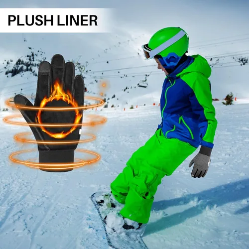 Miniatura 7 de JIAN YA NA Guantes de ciclismo de invierno para pantalla táctil para niños guantes térmicos antideslizantes a prueba de viento, guantes ligeros