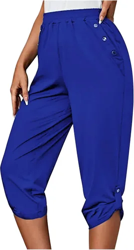 Miniatura 166 de Pantalones capri para mujer, estilo casual, de verano, elásticos, de cintura alta, pantalones de yoga, ajuste atlético, pantalones deportivos