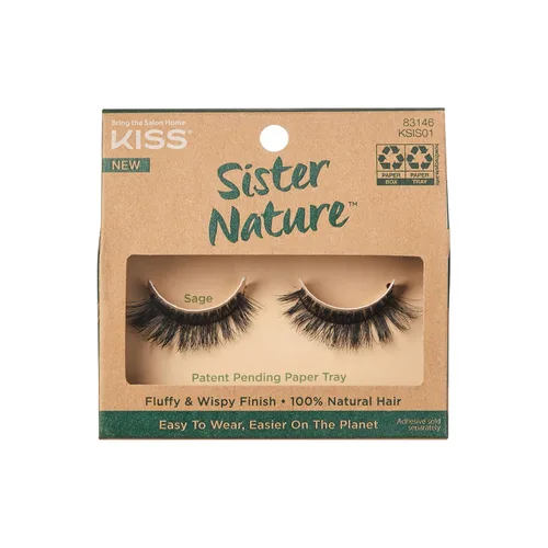 Miniatura 12 de Pestañas postizas KISS Sister Nature, "Dawn", 12 mm, 100% pelo natural, caja de papel reciclable, impresas con tinta de soja, sin crueldad, veganas