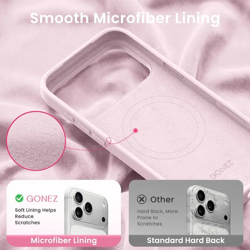 Miniatura 416 de GONEZ Funda de silicona para iPhone 15 Pro Max, compatible con Magsafe, protector de cámara + protector de pantalla, forro de microfibra suave