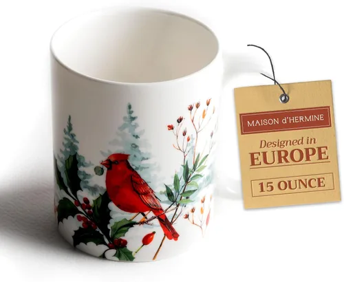 Miniatura 196 de Maison d' Hermine Taza de café con asas, tazas de porcelana fina de hueso, paquete de dos tazas de té para bebidas calientes, capuchino, latte, 015