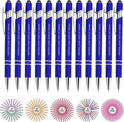 Miniatura 52 de Bolígrafos personalizados con nombre a granel, juego de bolígrafos personalizados, lápiz capacitivo grabado, logotipo, texto, regalo para negocios