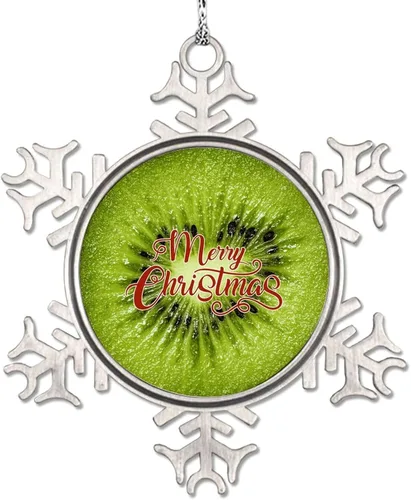 Adorno de copo de nieve verde para árboles de Navidad, frutas, comida realista, adornos de Navidad personalizados 2022, divertido recuerdo de metal,