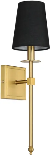 Miniatura 8 de XiNBEi Lighting Apliques de Pared Juego de 2, Iluminación de Aplique de Latón Cepillado Cableado con Pantalla de Tela Negra Lámpara de Montaje
