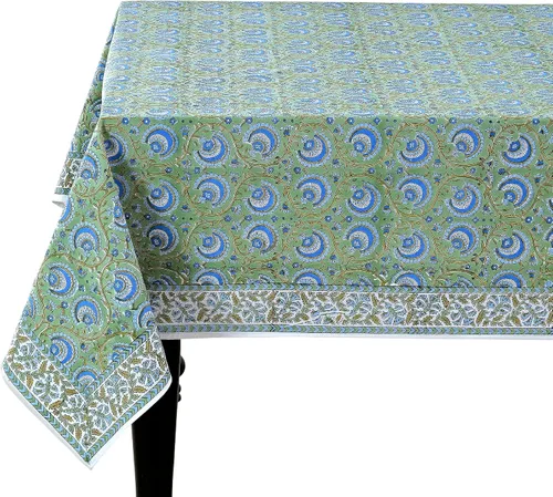 Miniatura 55 de Ridhi Mantel rectangular de algodón con estampado de bloque a mano amarillo mostaza, 102 x 48 pulgadas, reutilizable, decorativo para uso diario