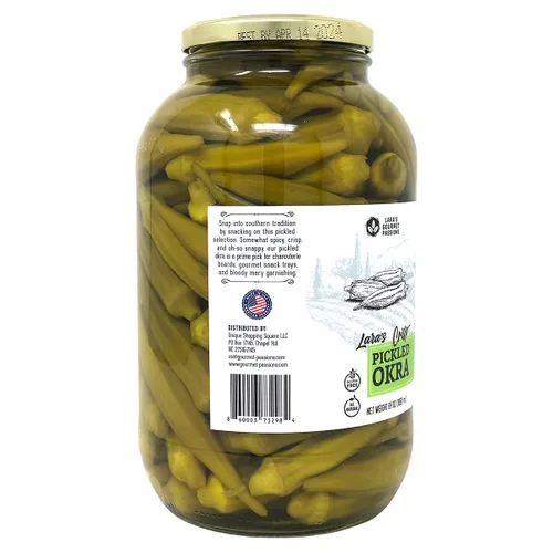 Miniatura 3 de Lara's Pickled Okra con bandeja para servir (paquete de 2, 64 onzas cada uno) - Okra suave de estilo sureño artesanal - Perfecto para charcutería
