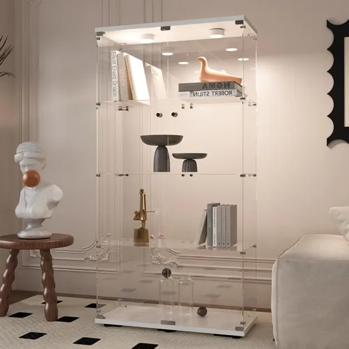 Miniatura 33 de Beauty4U - Vitrina de exhibición de una puerta con vidrio, gabinetes curio negros para sala de estar, dormitorio, oficina, exhibición de colección