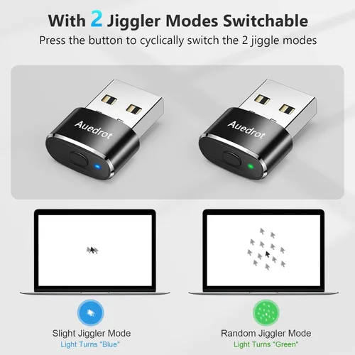 Miniatura 2 de AUEDROT Mouse Jiggler Mouse Jiggler Indetectable USB Movedor de Ratón con Botón de Interruptor, Mouse Wiggler Automático con 2 Modos Jiggle, Negro