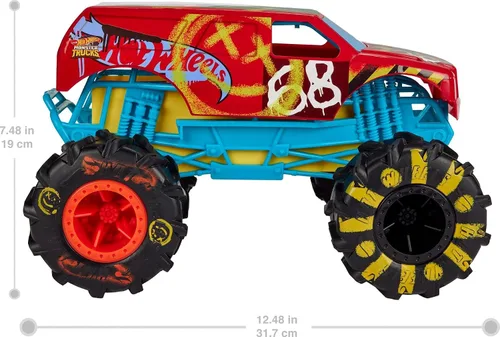 Miniatura 3 de Hot Wheels RC Monster Trucks HW Demo Derby en escala 1:15, camión de juguete con control remoto con neumáticos de acción de terreno