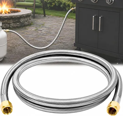 Miniatura 12 de Wadoy, conjunto de conector de manguera de propano para cámper, 2 pies, 3/8" rosca hembra x 3/8" rosca hembra para conexión rápida, manguera de 24
