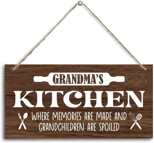 Miniatura 12 de Kitchen Rules - Letrero decorativo de madera con texto en inglés "This is a Self-Cleaning Kitchen, placa de madera impresa colgante, letrero