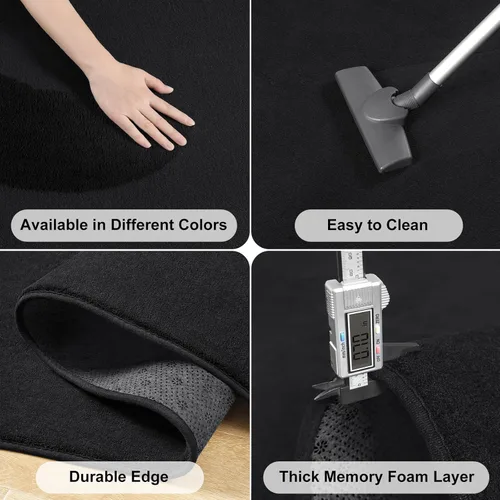 Miniatura 5 de Amearea Alfombras Modernas de Área para Dormitorio, Sala de Estar, 4x6 Pies Alfombra Negra de Espuma Viscoelástica Engrosada, Alfombras Mullidas