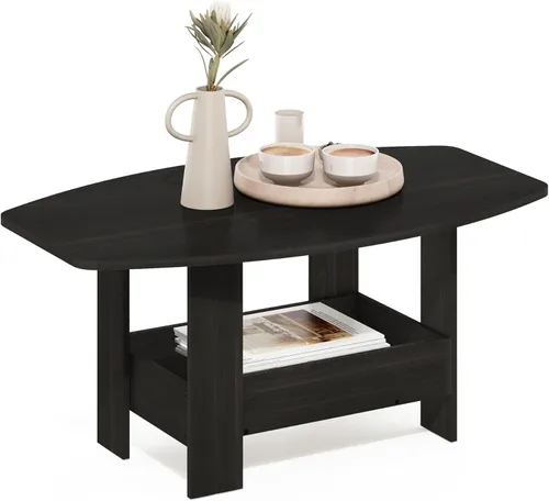 Miniatura 11 de Furinno Mesa de centro de diseño simple, nogal oscuro