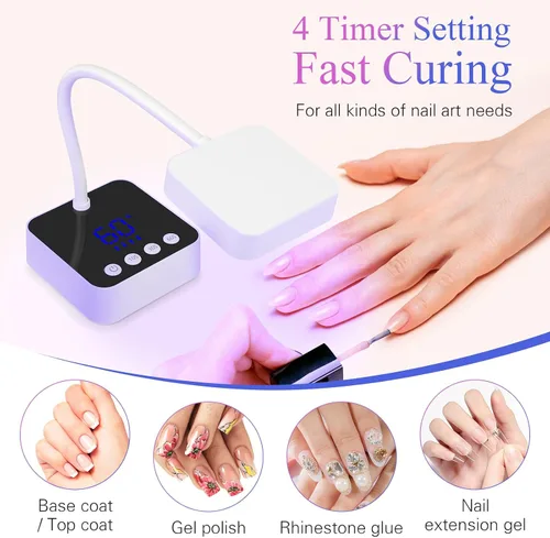 Miniatura 2 de Luz LED de uñas para uñas de gel - Mini lámpara de uñas de gel inalámbrica de 36 W, esmalte de curado flash, secadora de uñas con 4 veces y sensor