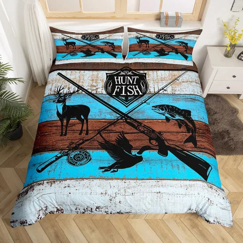 Miniatura 30 de Castle Fairy Juego de ropa de cama tamaño individual, juego de funda de edredón con diseño de ciervos y pinos para niños y niñas, juego de funda