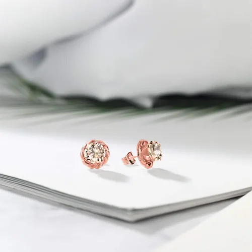 Miniatura 329 de Gem Stone King Aretes de plata de ley 925 de 0.236 in con piedra natal redonda para mujer