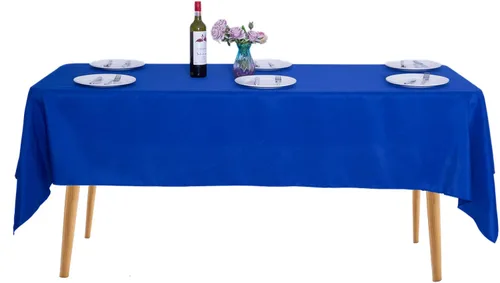 Miniatura 50 de Ascoza Paquete de 2 manteles rectangulares blancos de 60 x 84 pulgadas, tela de poliéster de 4 pies, para bodas, banquetes, restaurantes y fiestas