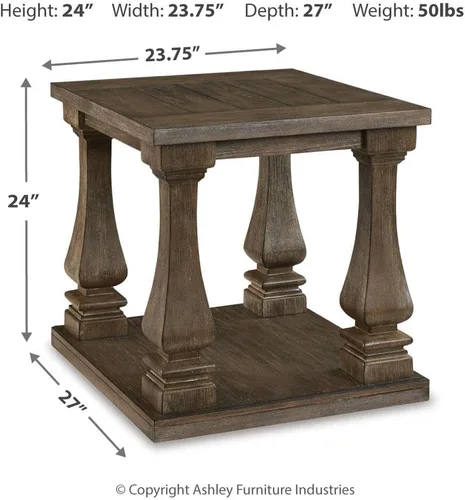 Miniatura 3 de Signature Design by Ashley Johnelle Modern Country - Mesa auxiliar rectangular, color marrón desgastado