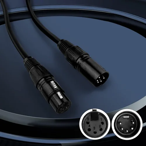 Miniatura 7 de Cable DMX de 5 pines de 10 pies, cable DMX flexible de 5 pines XLR macho a hembra, cable de iluminación de 5 pines para luces de escenario, señal