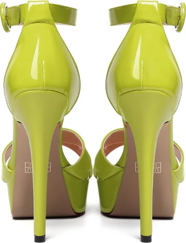 Miniatura 137 de MODENCOCO Sandalias de boda con correa de tobillo sexy para mujer, con plataforma y puntera abierta, tacón de aguja y tacón alto, zapatos de vestir